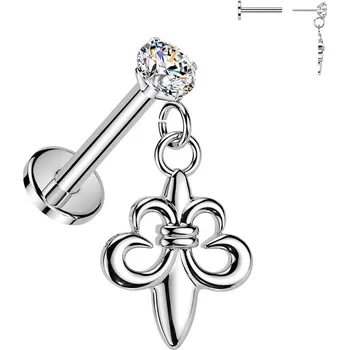 Piercing Šperky4U Piercing do ucha PUSH IN labreta skautská lilie - LB1156