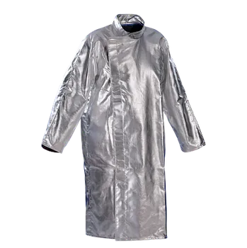 Zdravotnický plášť Ochranný plášť JUTEC se svislým šikmým zapínáním z preox-aramidové tkaniny s AL povlakem pro horké provozy