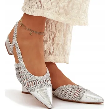 Dámské sandále Butosklep dámské sandály QQ-216 SILVER podpatek blok velikost 40