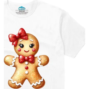 Pánské tričko Pánské tričko Vánoční Třpytivý Perníček (Velikost: S, Barva: Bílá)