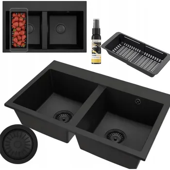 Granitový dřez Dvoukomorový granitový dřez Granitan TWIN, černý