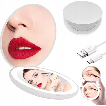 Kosmetické zrcátko LED ZRCÁTKO KAPESNÍ AKUMULÁTOROVÉ DO KABELKY X1 X10