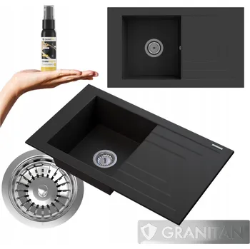 Granitový dřez Jednokomorový granitový dřez Granitan LILA, černý