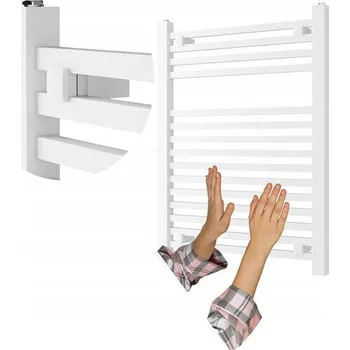 Radiátor KOUPELNOVÝ RADIÁTOR BÍLÝ ŽEBŘÍKOVÝ 80x60 cm MODERNÍ OTOPNÉ TĚLESO BERGEN