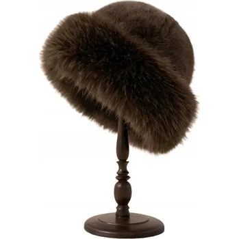 Čepice Stylová, módní, elegantní a teplá hnědá kožešinová čepice