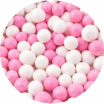 Jedlá dekorace na dort SweetArt cukrové perly růžové a bílé 7 mm (80 g)