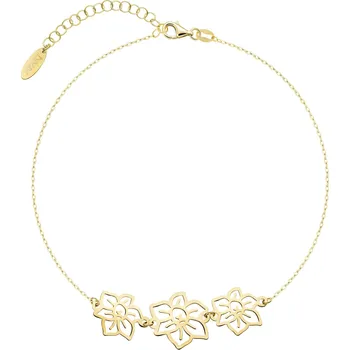 Náramek Pozlacený stříbrný náramek - květy - AP543-9779