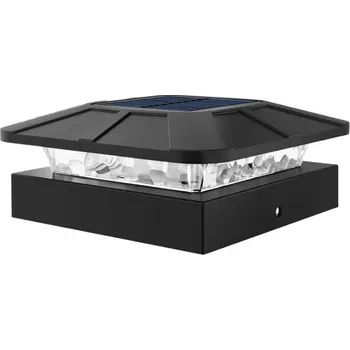 Noční světlo Solární LED světlo 11 x 11 x 5,1 cm Venkovní svítidlo na sloupek se 3 režimy světla 2 úrovně jasu IP65 voděodolné 3,7V 0,5W