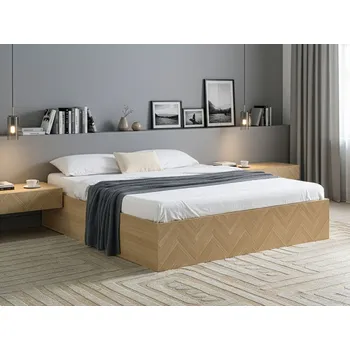 Postel Rám postele světle hnědý MDF 180x200cm s úložným prostorem minimalistický skandinávský styl ložnice Beliani
