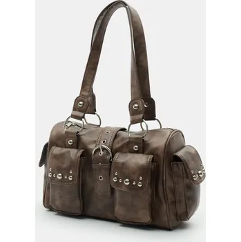 Kabelka Sinsay - Malá bowlingová kabelka s cargo kapsami - tmavě hnědá - 989IG-89X - 989IG-89X-ONE
