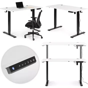 Psací stůl Elektrický výškově nastavitelný stůl 120 × 60 cm bílý ModernHome