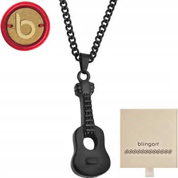 Náhrdelník Pánský náhrdelník Blingart Kytara SZ0170 60 cm černý