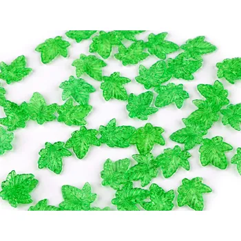 Dětské navlékací korálky Plastové korálky lístečky mix tvarů i velikostí, střední, 4 zelená