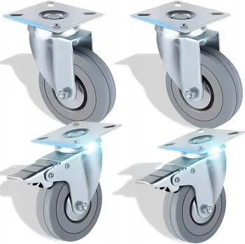 Pojezdové kolečko Otočné kolečko s brzdou RETOO 75 mm, stříbrné, nosnost 220 kg