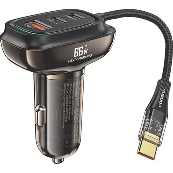 Autonabíječka FONENG C20 66 W se 3 porty (USB-A + 2× USB-C)