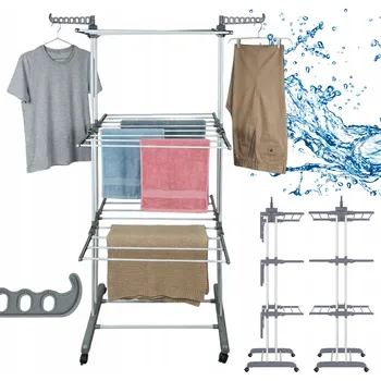 Sušák na prádlo VĚŽOVÝ SUŠÁK NA PRÁDLO SE SKLÁDACÍMI KŘÍDLY, STOJAN NA OBLEČENÍ