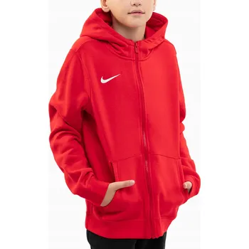 Pánská mikina NIKE PARK 20 FLEECE FZ HOODIE JUNIOR -S -128-137-- Dětská Mikina s Kapucí na Zip Mikina Červená