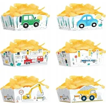 Svačinový box PAPÍROVÉ KRABIČKY NA CHIPSY AUTA AUTA 3x