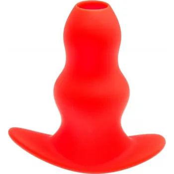 M&K Stretch Hole B, červený silikonový dutý anální kolík 13 x 6 cm