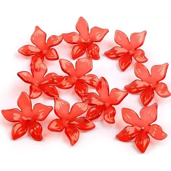 Dětské navlékací korálky Korálky plastové/květina - červená (10ks) (do vyprodání zásob)