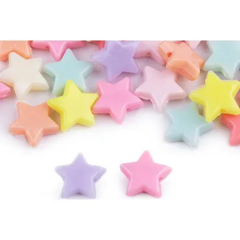 Dětské navlékací korálky Plastové korálky hvězda, srdce, květ 20 g, velké, 3 (15x15 mm) mix hvězda