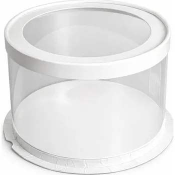 Jedlá dekorace na dort Cake Star Cake Star 4Cake Plastový kulatý box s průhledným víkem na dorty bílý (26,5 x 17 cm)