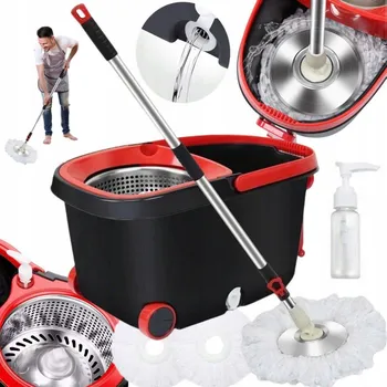 mop OTOČNÝ MOP 360 TURBO S KYBLEM A 3 NÁHRADNÍMI HLAVICEMI Z MIKROVLÁKNA