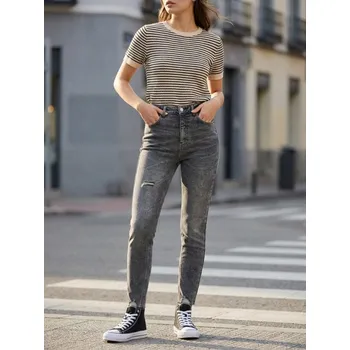 Dámské džíny Sinsay - Skinny džíny se středním pasem se surovým zakončením nohavic - šedá - 247HC-85J - 247HC-85J-36