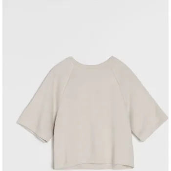 Dámský svetr Sinsay - Pohodlná blůza s krátkým rukávem s příměsí viskózy - béžová - 021GZ-02X - 021GZ-02X-M-1