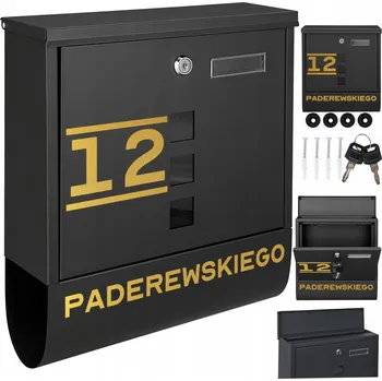 Poštovní schránka POŠTOVNÍ SCHRÁNKA NA DOPISY TUBA ČERNÁ + ZLATÝ VZOR