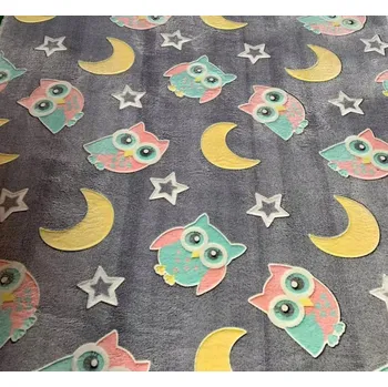 deka Svítící deka do tmy 150x200 Měkká deka pro děti – BAREVNÉ SOVY XL