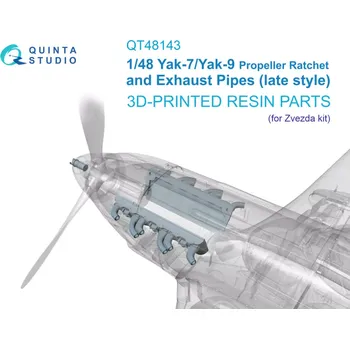 Plastikový model Quinta studio 1/48 Yak-7B/Yak-9D Ratchet and late Exhaust (ZVE)