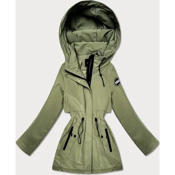Dámský kabát Prosta kurtka z kapturem i trokiem w talii Goodlookin khaki (KK60418-3#) odstíny zelené XXL (44)