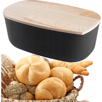 Chlebník s prkénkem Practic béžový, černý plast