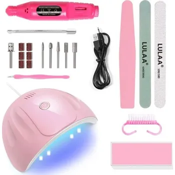 Manikúrní sada na nehty LED lampa Vrtačka na nehty Nástroje pro péči o nehty Pilníky na nehty Lešticí blok Pracovní nástroje pro manikúru