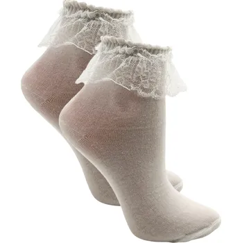 Dívčí bavlněné ponožky bílé D9012 Velikost: 24-26