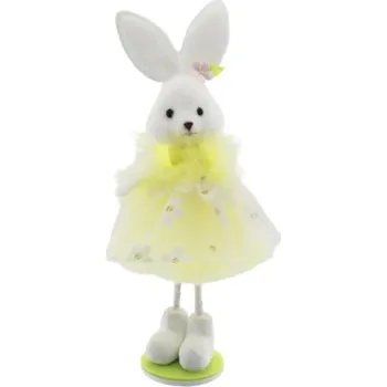 Velikonoční dekorace Velikonoční dekorace zajíc v šatech 18 cm žlutá