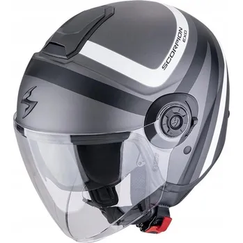 Helma na motorku OTEVŘENÁ PŘILBA SCORPION EXO-CITY II MATNÁ STŘÍBRNÁ ČERNÁ BÍLÁ S