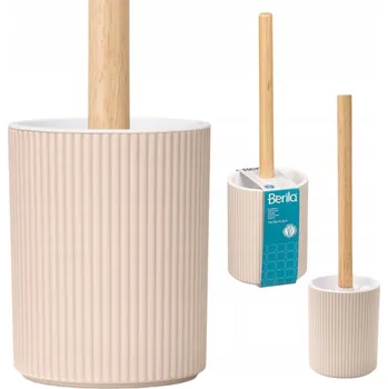 WC štětka WC ŠTĚTKA S DRŽÁKEM STOJÍCÍ BÉŽOVÁ S BAMBUSOVOU RUKOJETÍ