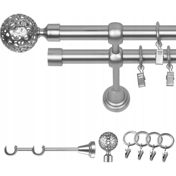 Garnýž GARNÝŽ DVOJITÁ 140 CM 19/19 MM CHROM MAT MOON TICHÁ KOLEČKA NA ŽABKY
