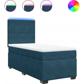 Postel Kontinentální postel s LED osvětlením, modrá, 200 x 90 x 140,5/150,5 cm