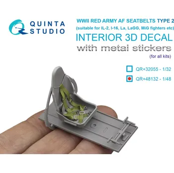 Plastikový model Quinta studio 1/48 WWII Red Army AF Seatb. (w/ metal b.) Type 2
