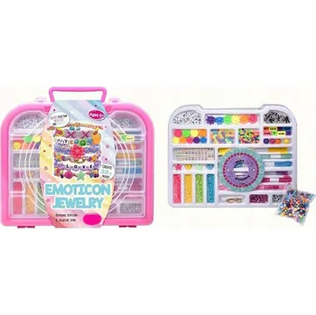 Dětské navlékací korálky VELKÁ SADA KORÁLKŮ NA VÝROBU NÁRAMKŮ NA ŠPERKY, KORÁLKY, KUFŘÍK