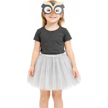 Karnevalový kostým SUPER Kostým Sova Sovička Výr Velký Tutu šedá 30 cm Plstěná maska 2el MK832