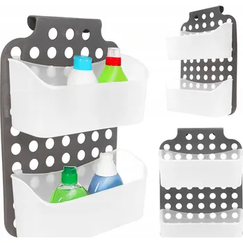 Koupelnový nábytek Závěsná koupelnová polička do sprchy, plastový košík, 2-úrovňová