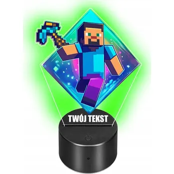 Lampička Noční lampa LED 3D Minecraft barevná s VĚNOVÁNÍM JMÉNEM DÁREK