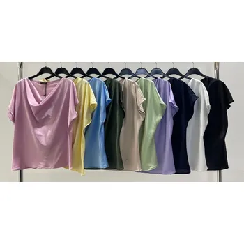 Dámské oblečení Halenka saténová s vodou U 8162 barva: žlutá světlá