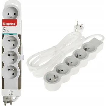 Napájecí kabel Prodlužovací Kabel lištový Legrand 3 m 5 ks zásuvek šedý