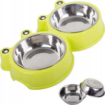 Miska pro psa Sada dvou kovových misek Przyjaciele zelená 0,3 l