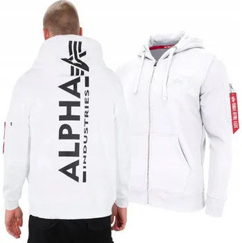 Pánská mikina Mikina Alpha Industries s potiskem na zádech 128342 bílá XL